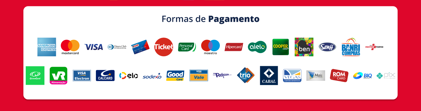 Formas de pagamento