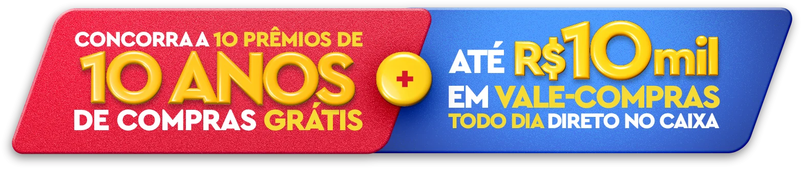 Concorra a 10 prêmios de 10 anos de compras grátis e até R$ 10 mil em vale-compras
